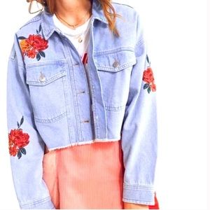 BDG Embroidered Flower Denim Jacket